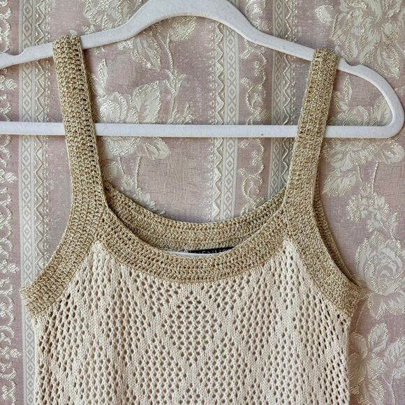Venus Women's Cream and Gold Knit Dress - Picture 3 of 8